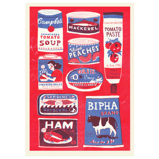 A3 Red Tins Collection Riso Print