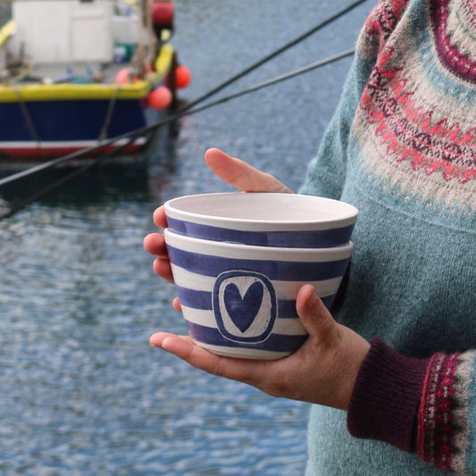 cornish stripe bowl by laura lane ceramics