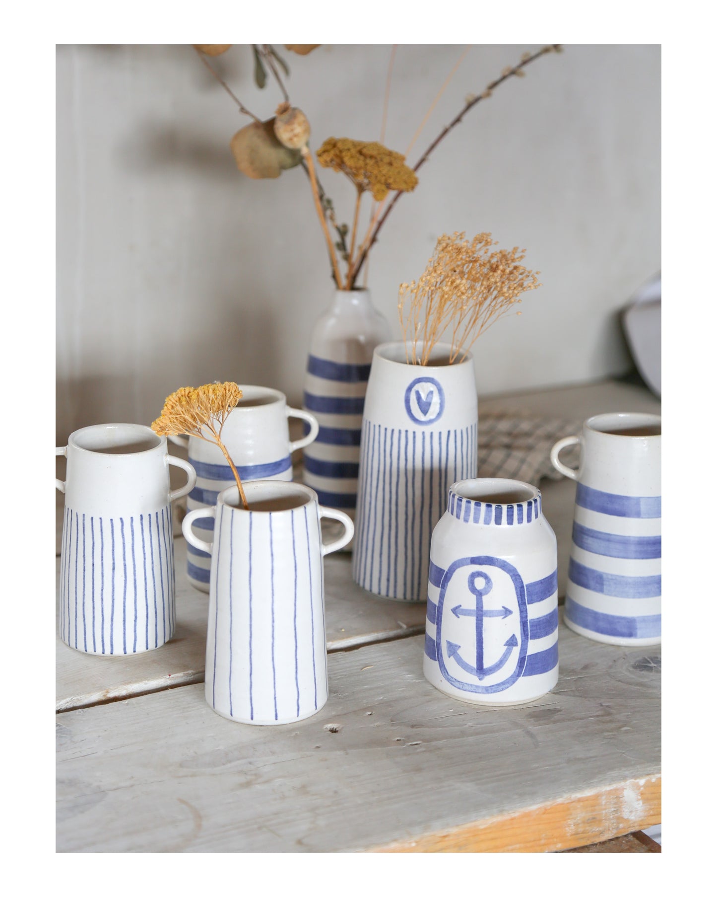 Cornish Stripe Medium Vase with Little Handles