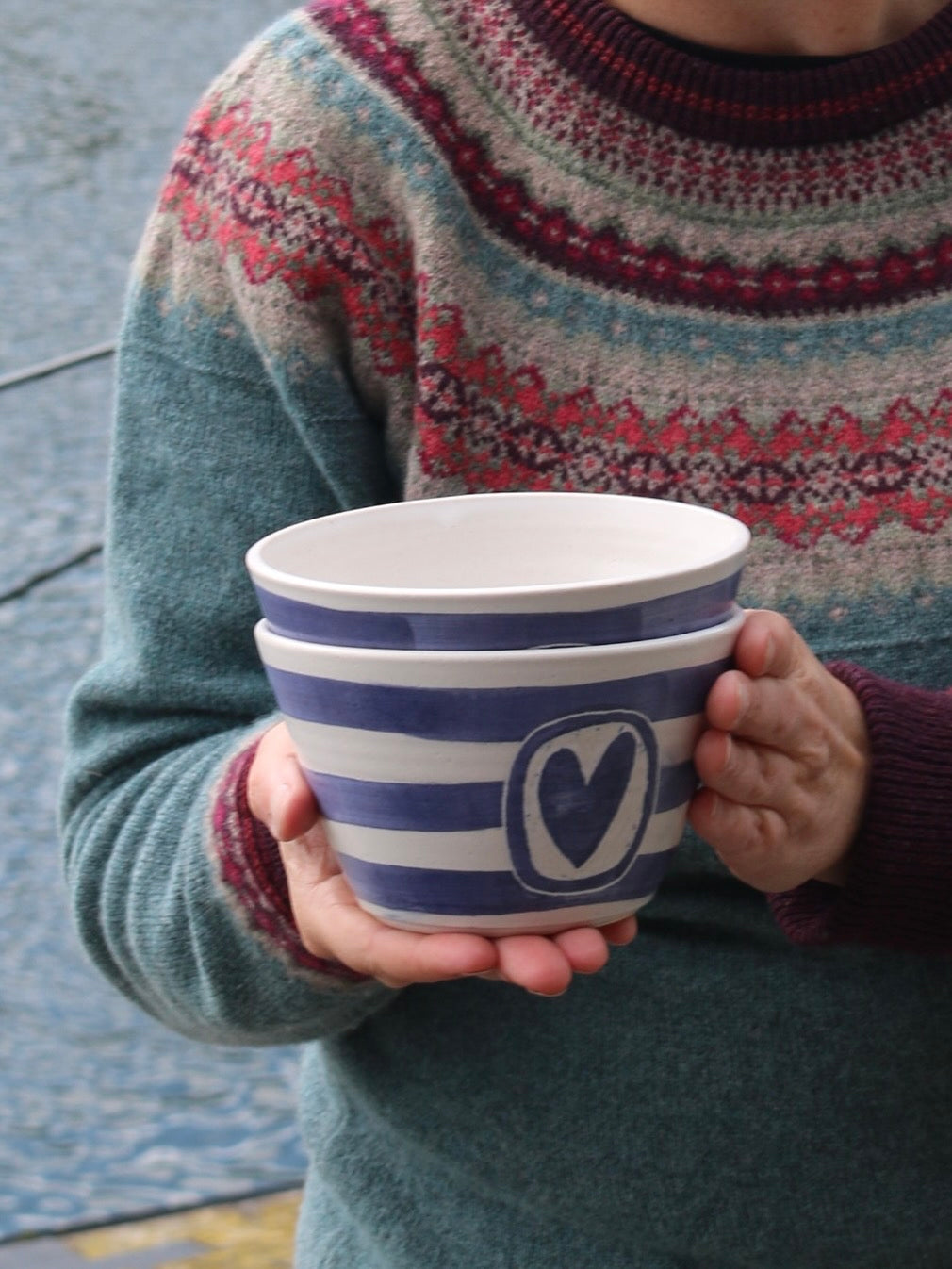 Cornish Stripe Heart Bowl