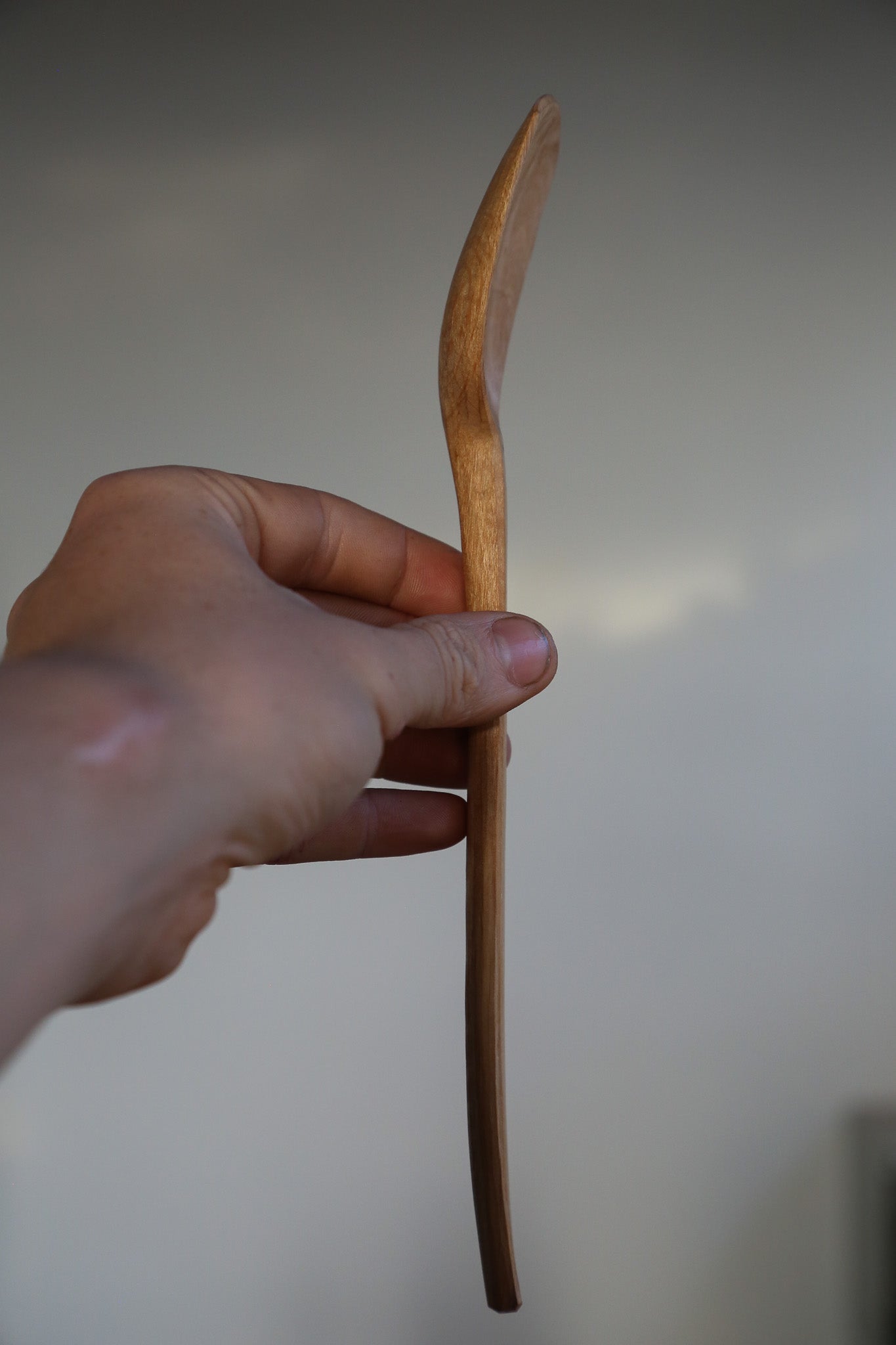 Alder Cooking Spoon With a Worm Hole Handle