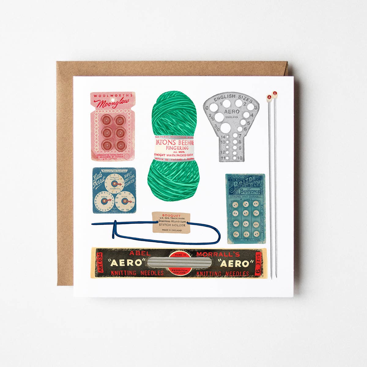 Knitting collection - blank greetings card